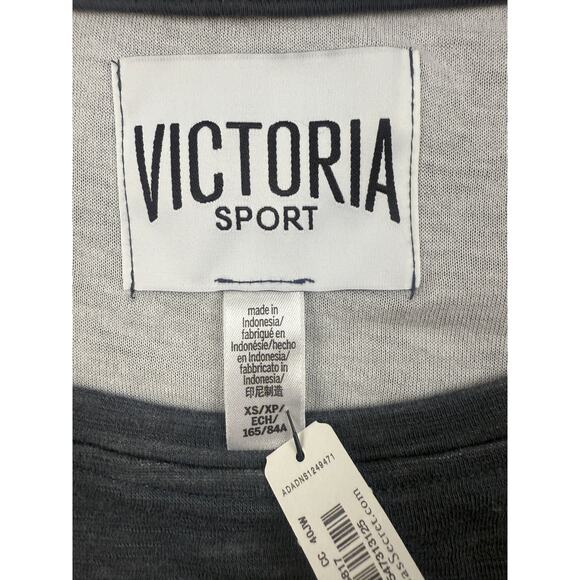 Victoria's Secret Sport Women Activewear Yoga Sweatshirt XS Black Glitter Logo - Picture 2 of 12
